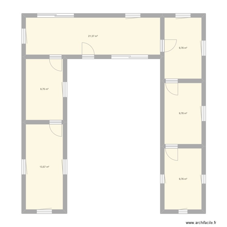 Projet Village Vacances. Plan de 6 pièces et 74 m2