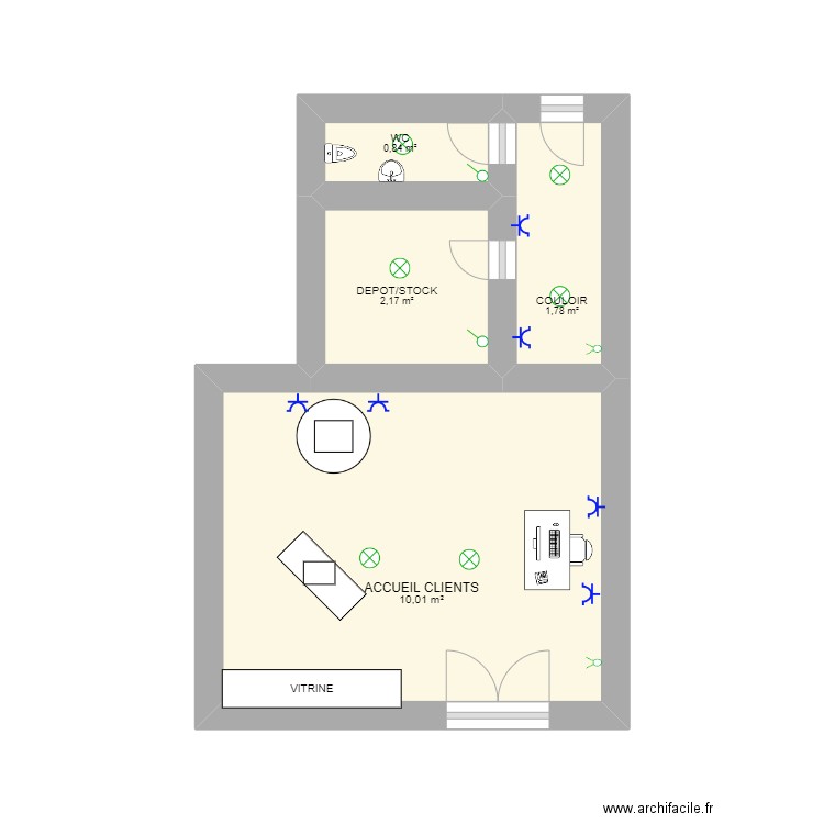 1 TABLEAU. Plan de 4 pièces et 15 m2