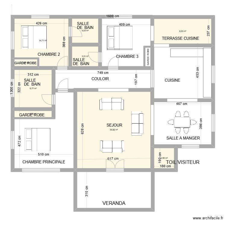 PROJET BOHICON 2. Plan de 9 pièces et 80 m2