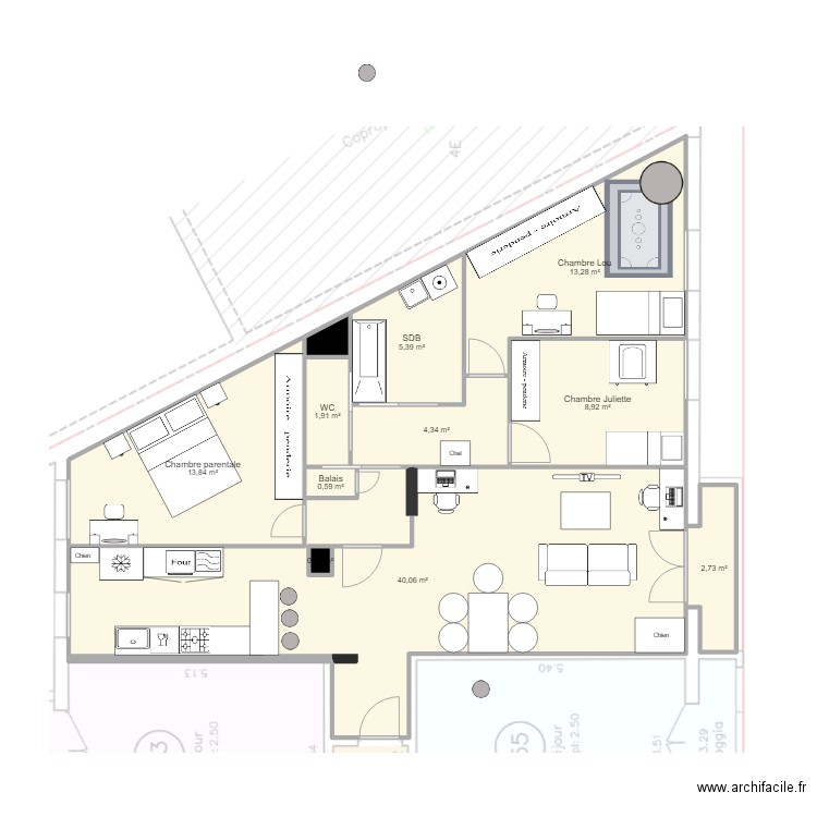 Cam & Tom - Proposition Tom. Plan de 11 pièces et 92 m2