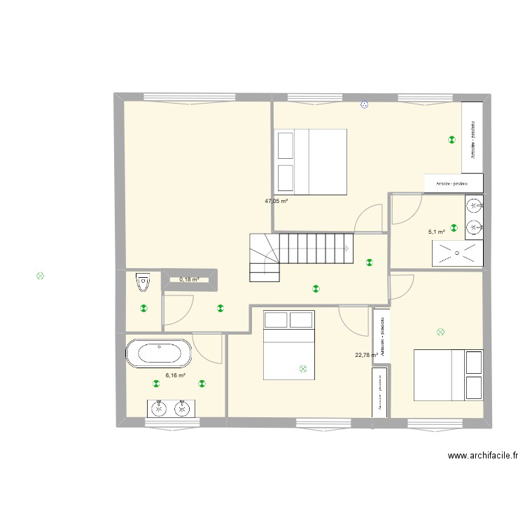 blg 3. Plan de 5 pièces et 82 m2