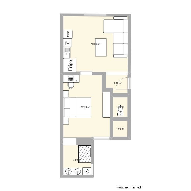 APPARTEMENT REIMS V2. Plan de 6 pièces et 37 m2