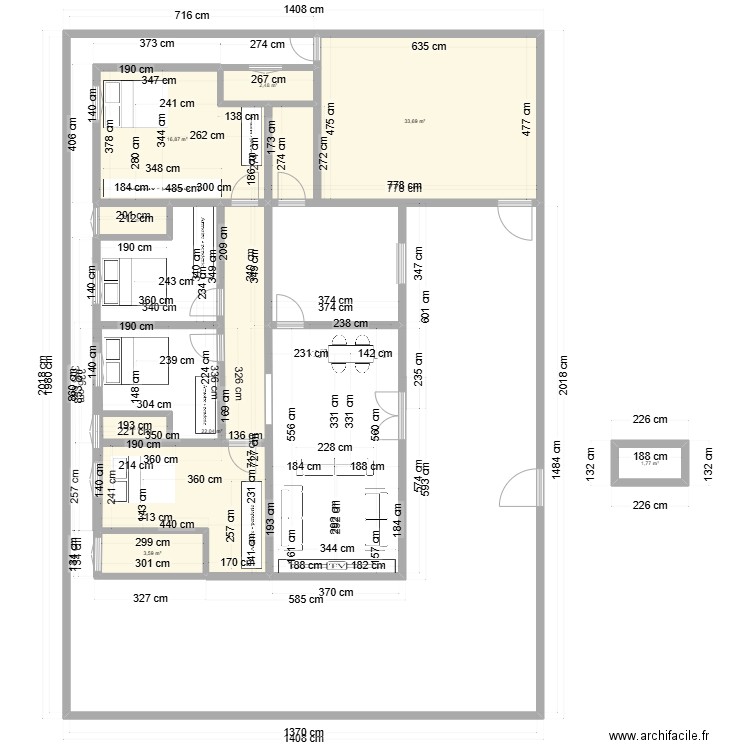 Ebimpe1.1. Plan de 8 pièces et 84 m2