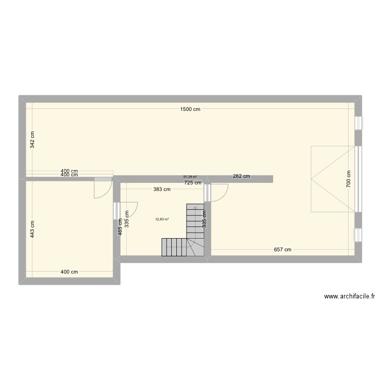 Sous sol. Plan de 2 pièces et 104 m2