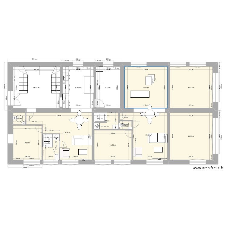 RDC IMMEUBLE MARANGE REV1-4. Plan de 14 pièces et 154 m2