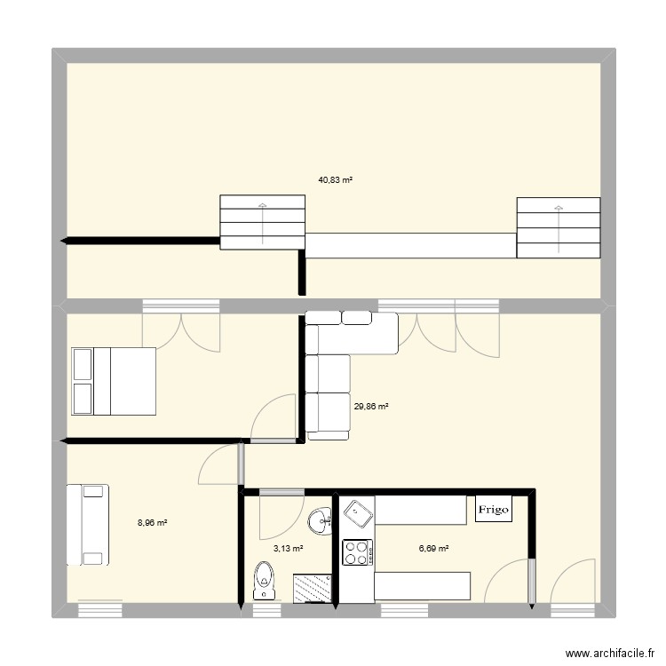 appartement ile rousse. Plan de 5 pièces et 89 m2