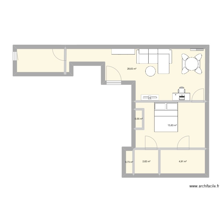 F2 Clichy 3. Plan de 6 pièces et 51 m2