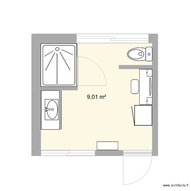 Salle de bain 2. Plan de 1 pièce et 9 m2