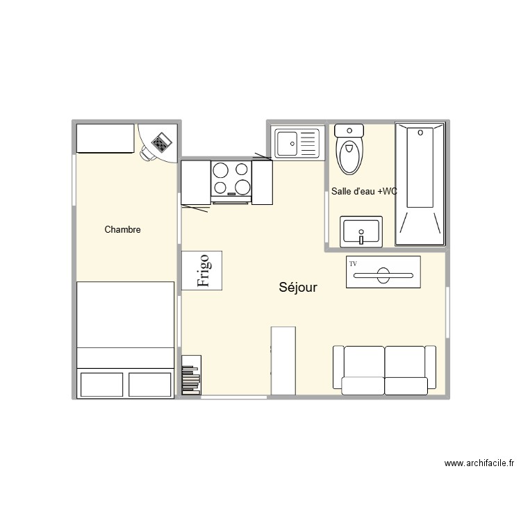 plan A. Plan de 3 pièces et 18 m2