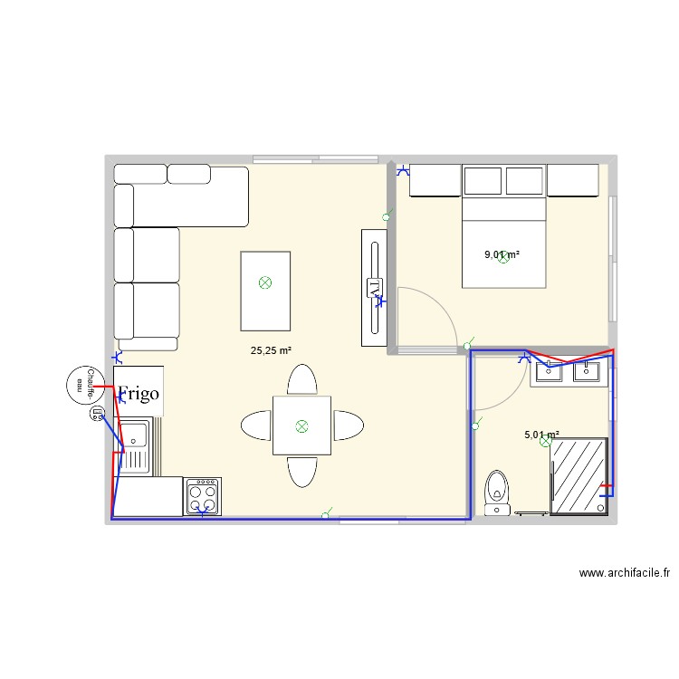 emmanuel. Plan de 3 pièces et 39 m2