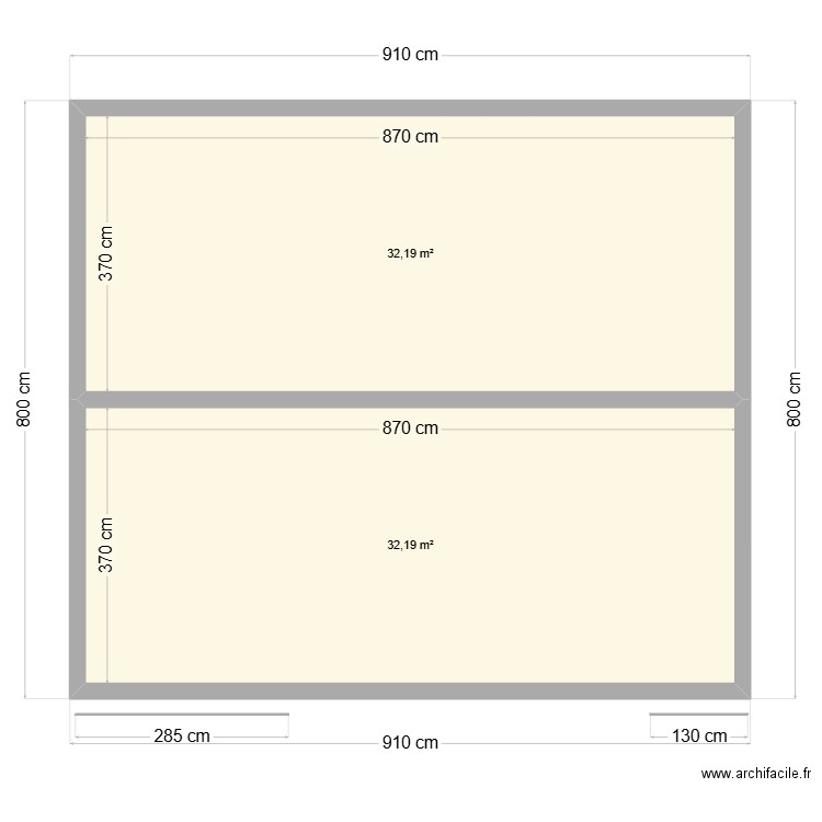 PLANCHER RDC JORGE. Plan de 2 pièces et 64 m2