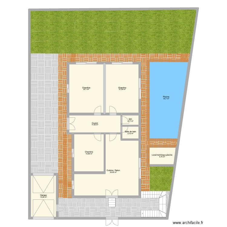 Bizerte. Plan de 10 pièces et 163 m2