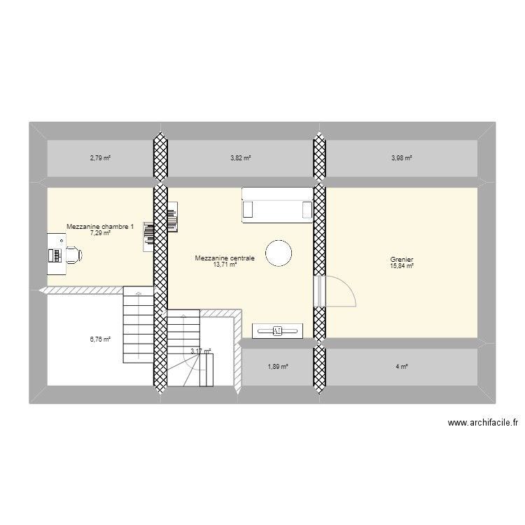 Idée Grenier aménagé Parette. Plan de 10 pièces et 63 m2