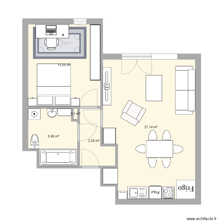 Appart Lens. Plan de 5 pièces et 49 m2