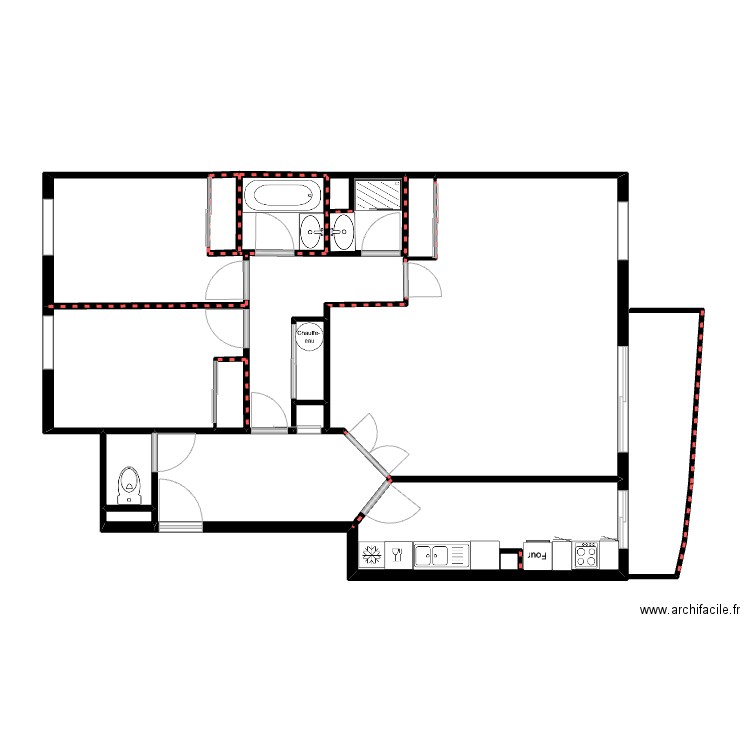 Plan ensemble sans côtes. Plan de 13 pièces et 84 m2