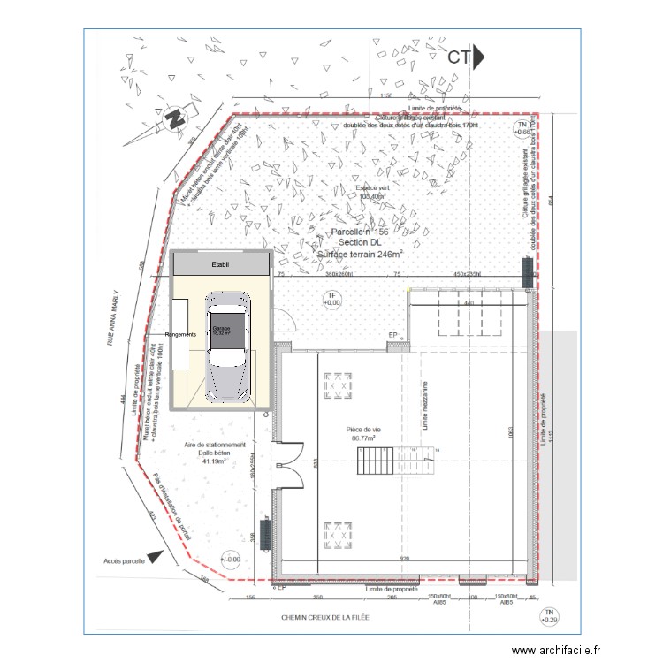 Garage. Plan de 1 pièce et 18 m2