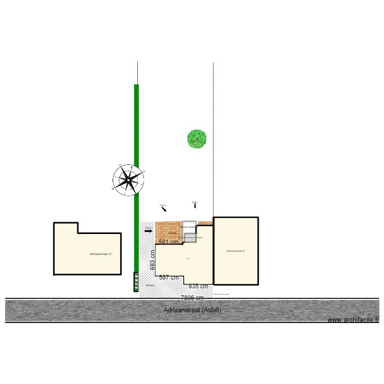 Inplantingsplan V2 à modifier. Plan de 6 pièces et 465 m2