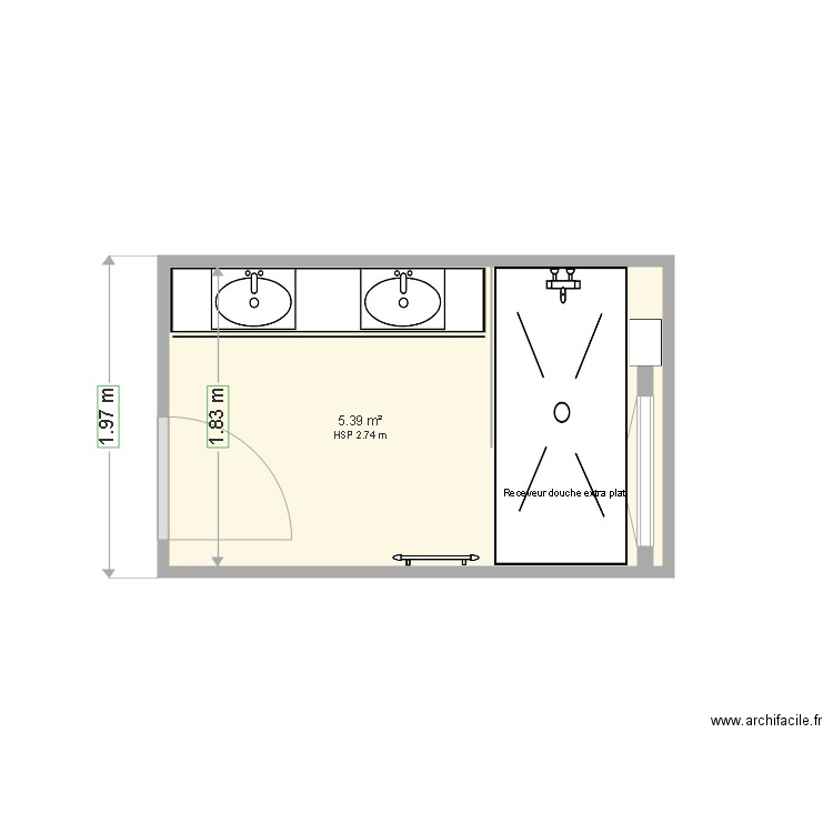 Salle de bain Montvert Ter. Plan de 1 pièce et 5 m2