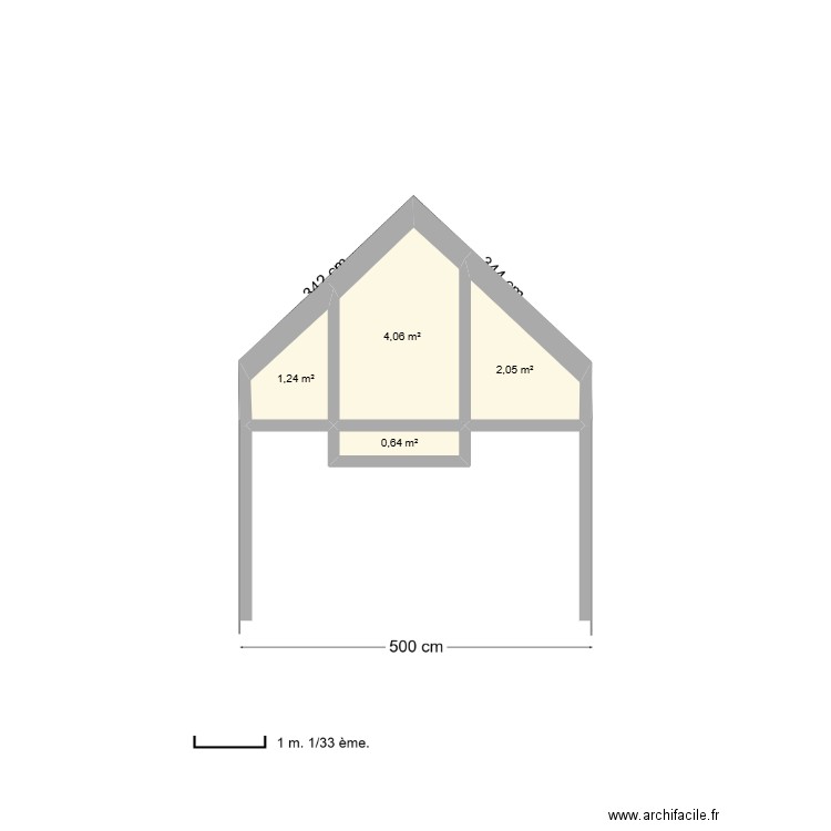 SDB étage  baraize V3. Plan de 4 pièces et 8 m2