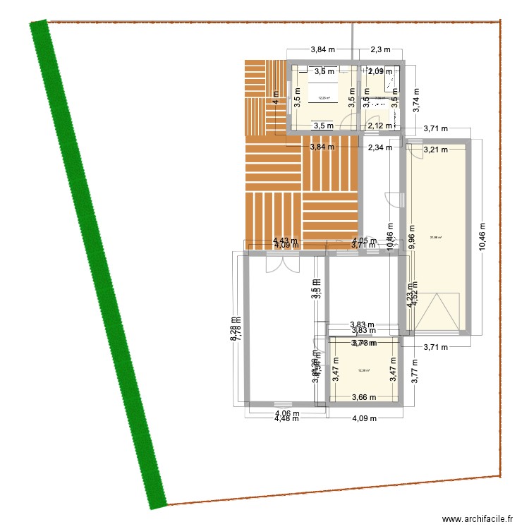 suite parentalebis. Plan de 4 pièces et 64 m2