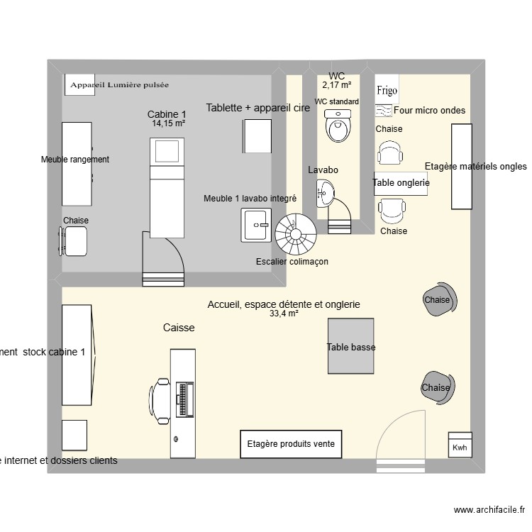 plan insitut 1. Plan de 3 pièces et 50 m2