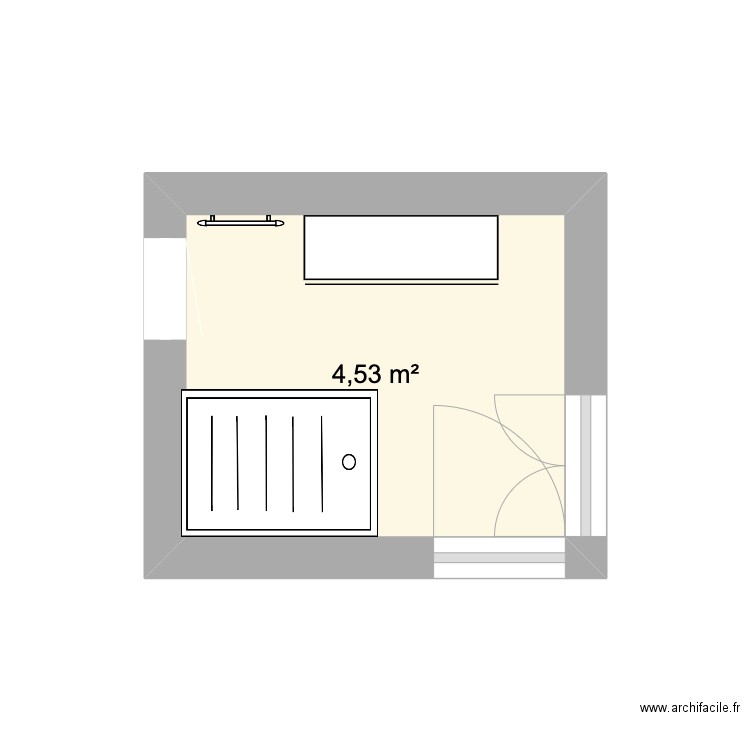 sdb. Plan de 1 pièce et 5 m2