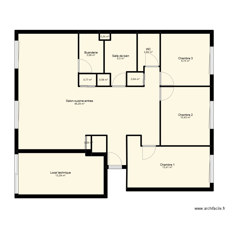 lgt fonction Baker Oumar. Plan de 14 pièces et 108 m2