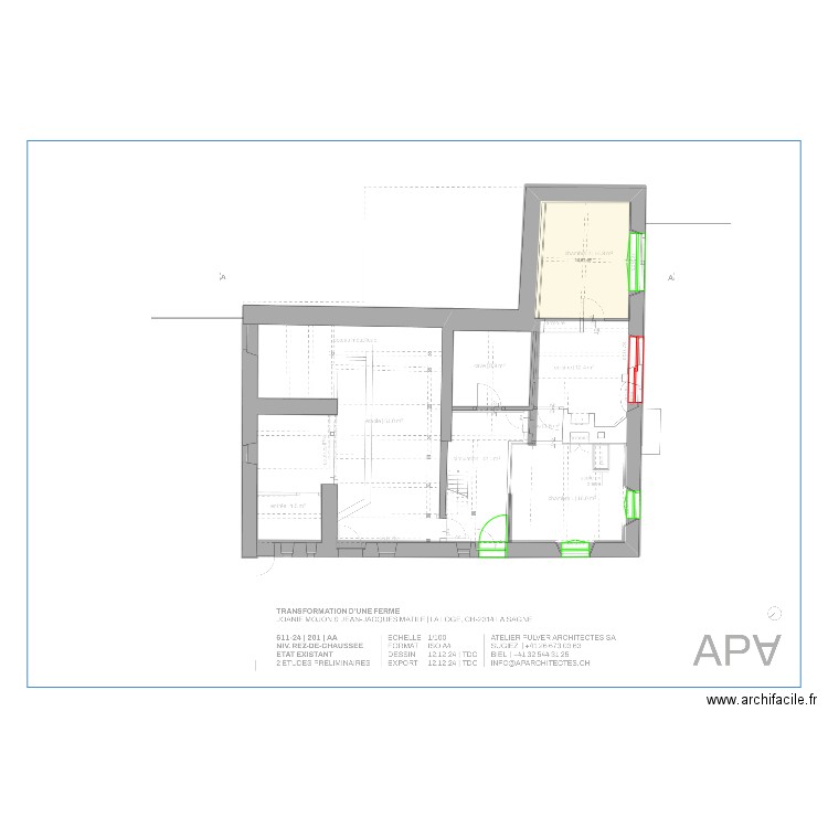 Premier plan 19.12.24. Plan de 1 pièce et 15 m2