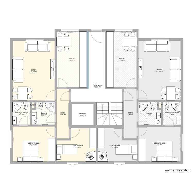  celaliye 1256/5 bahçe kat modifier . Plan de 18 pièces et 157 m2