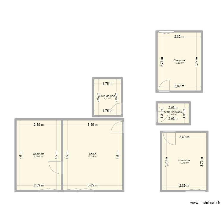 Plan_Vanves. Plan de 6 pièces et 59 m2