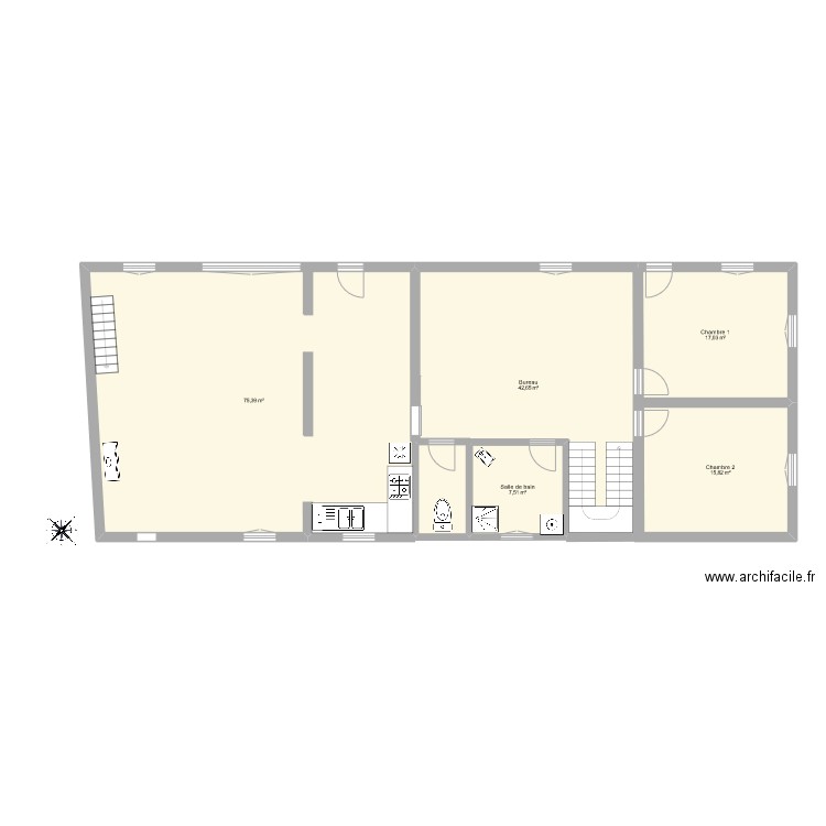 les combes. Plan de 5 pièces et 158 m2