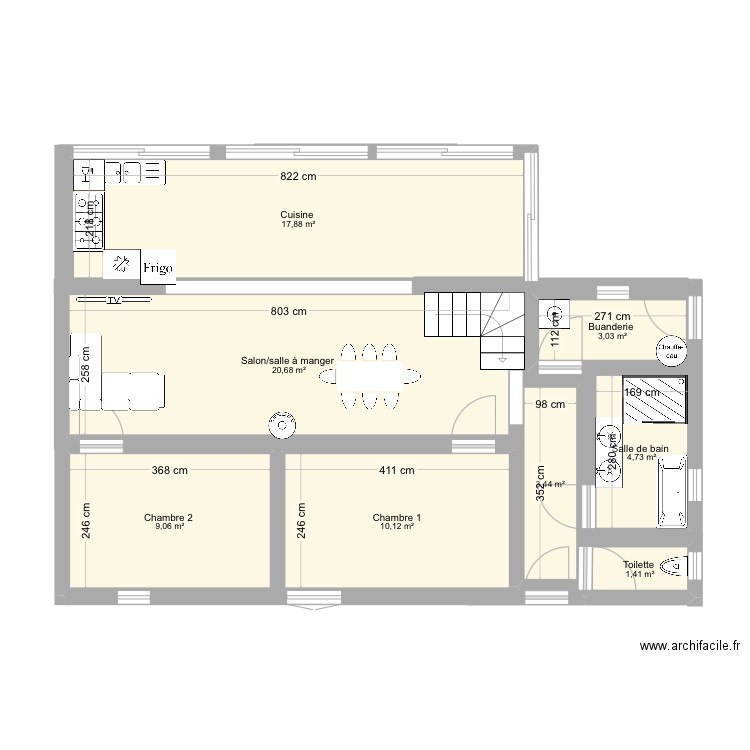 Maison ligné 77. Plan de 8 pièces et 70 m2