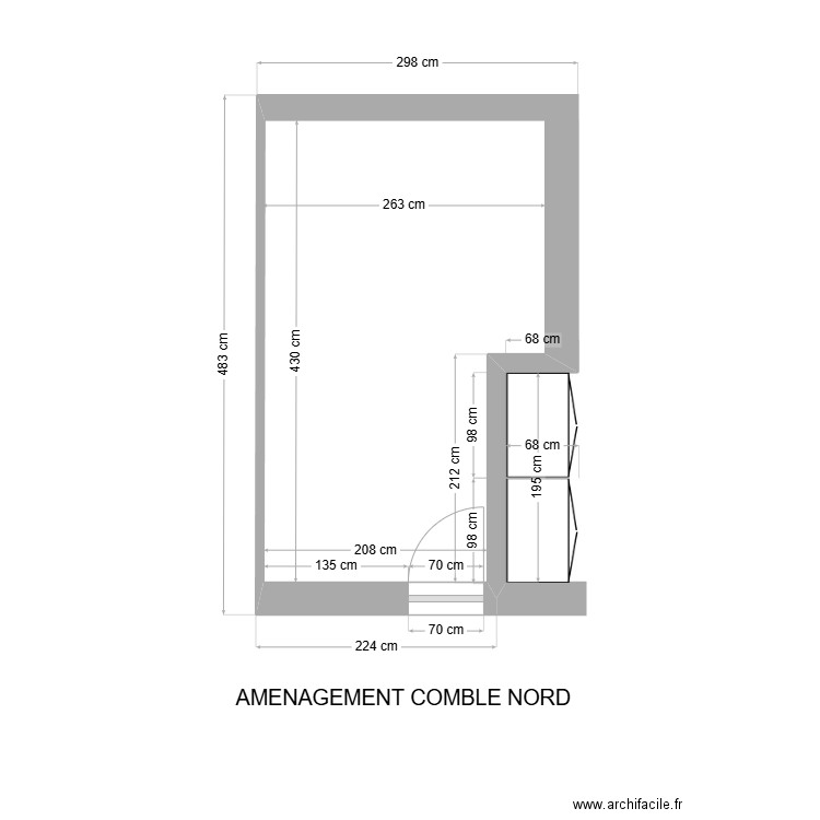 AMENAGEMENT COMBLE NORD (BUREAU, CHAMBRE 4, COIN JEUX...). Plan de 0 pièce et 0 m2