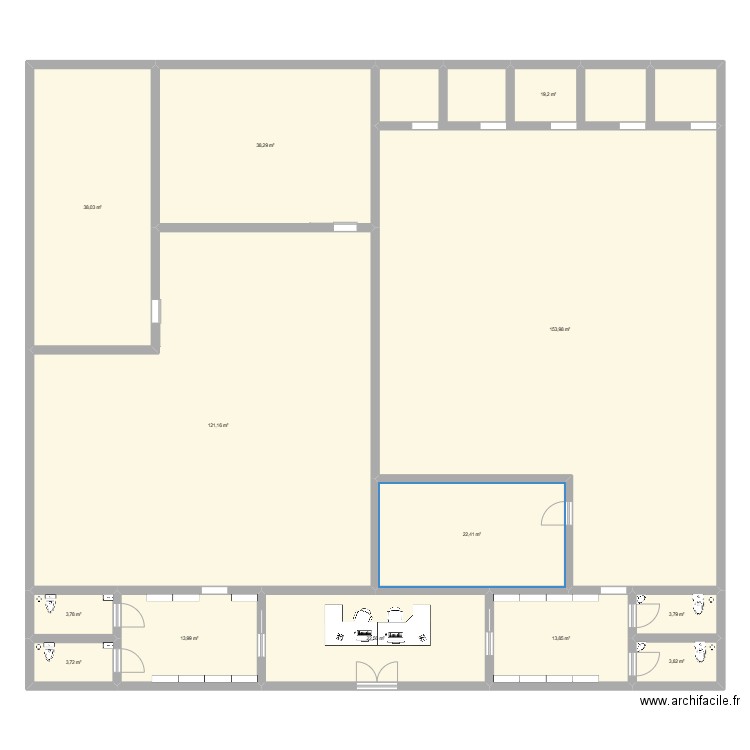 local BGE. Plan de 13 pièces et 459 m2