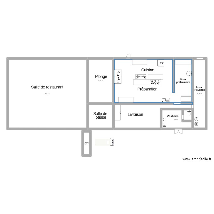 PMS. Plan de 10 pièces et 64 m2