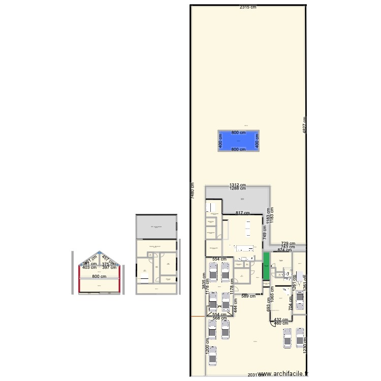 Plan villa. Plan de 37 pièces et 1914 m2