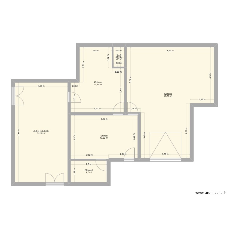 bajac rdc 001. Plan de 6 pièces et 118 m2