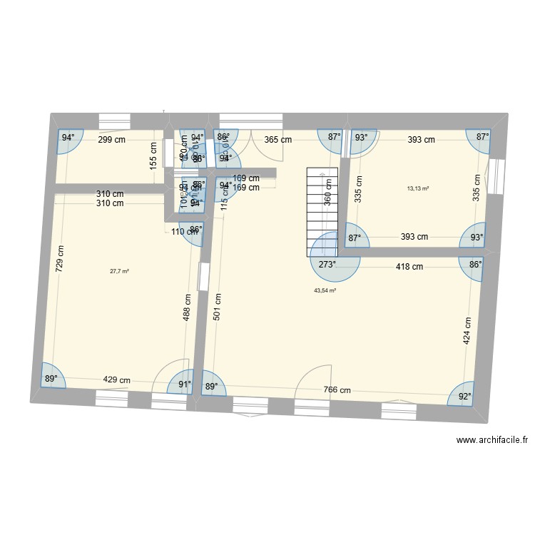 esbarres bas. Plan de 5 pièces et 86 m2