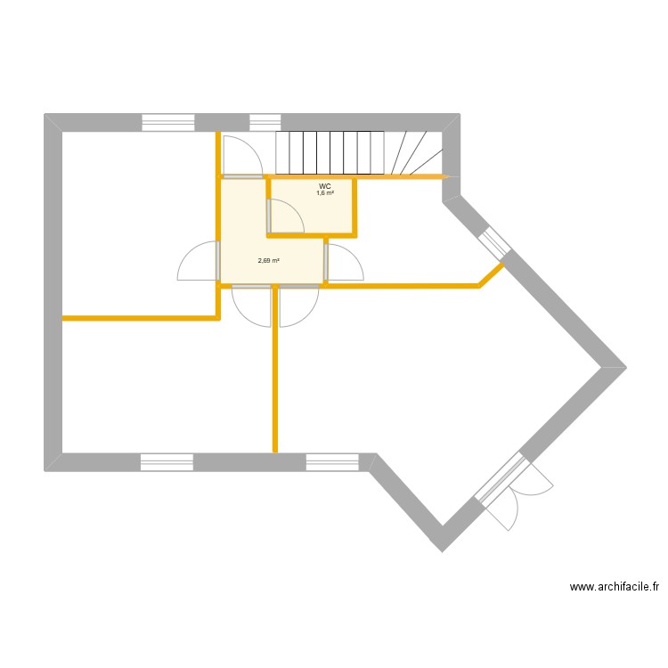 Etage V&J - Plan . Plan de 2 pièces et 4 m2