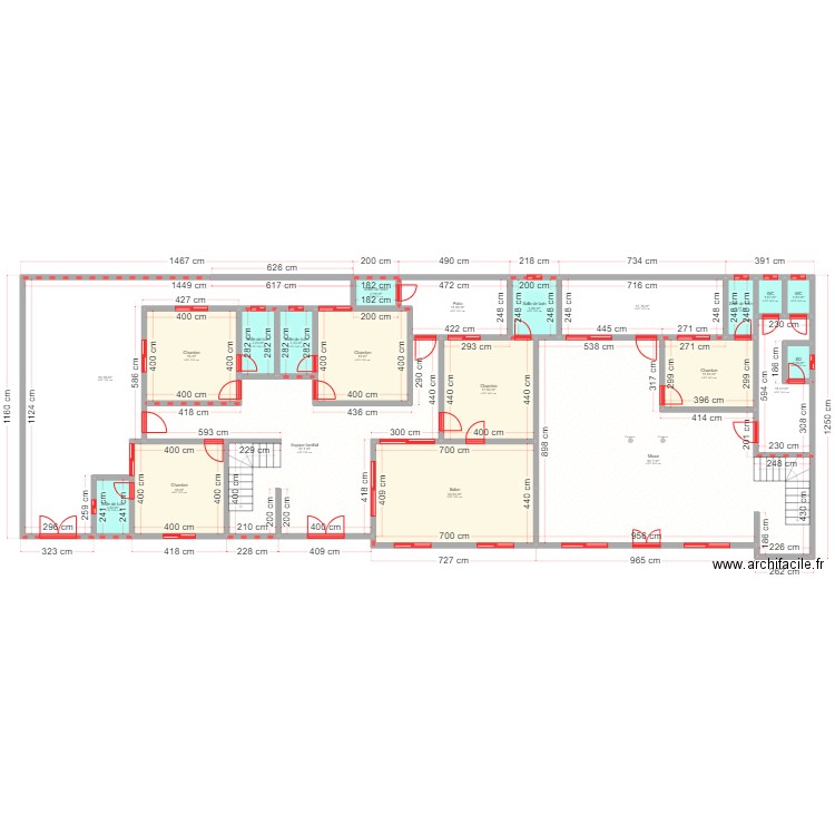 Babakar Lo RDC. Plan de 21 pièces et 372 m2