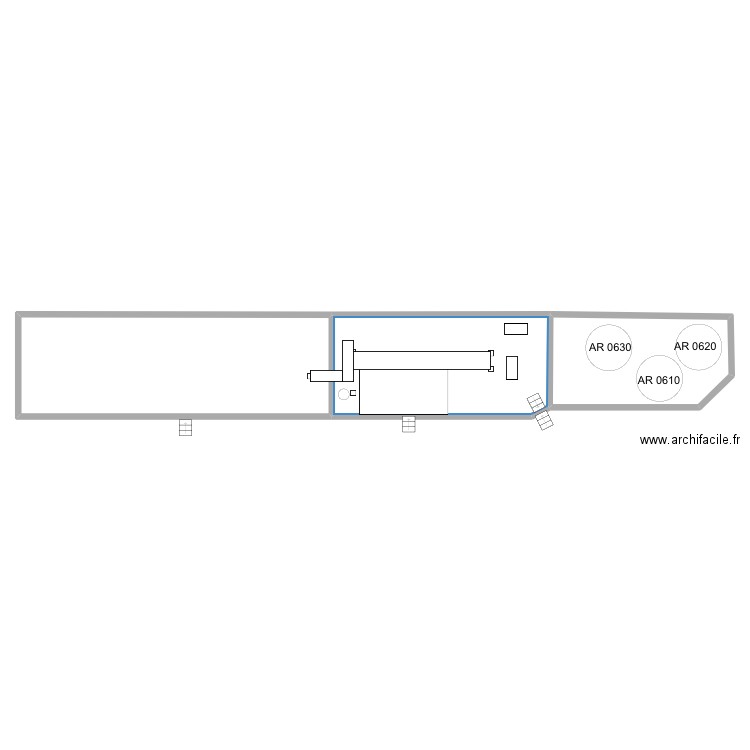 Zone 2 rdc. Plan de 3 pièces et 198 m2