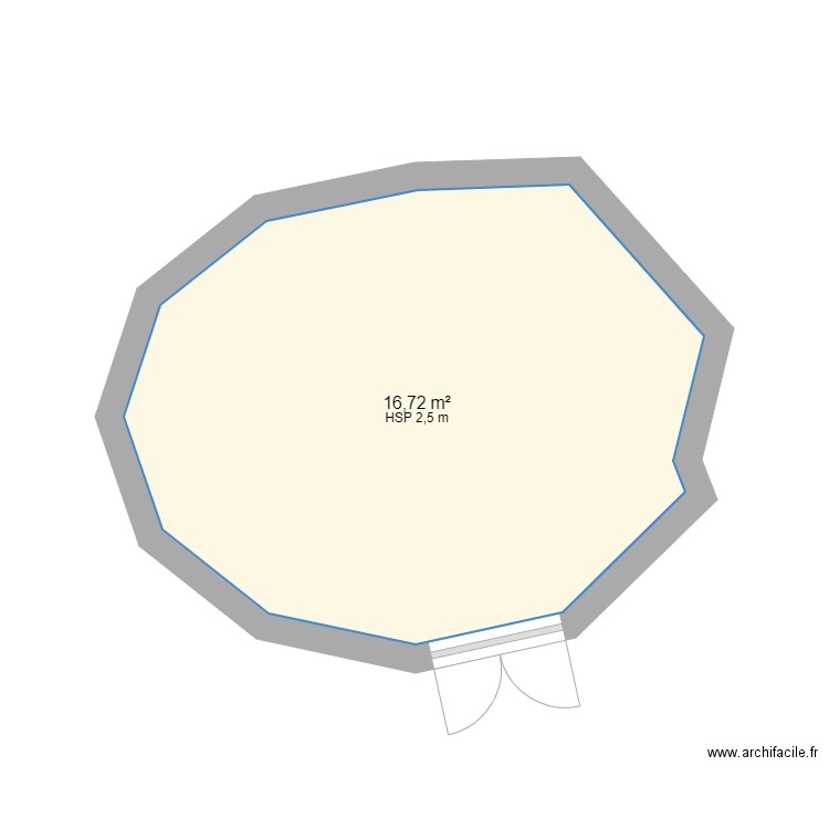 Plan_circulaire_2. Plan de 1 pièce et 17 m2