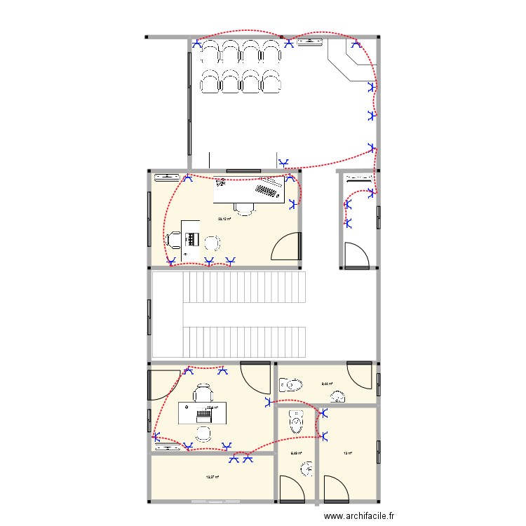 BLOC ADMIN 1. Plan de 6 pièces et 103 m2