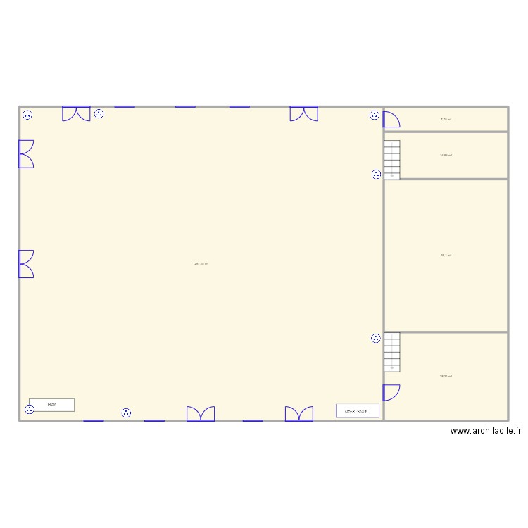 Salle Hardinghen. Plan de 5 pièces et 397 m2