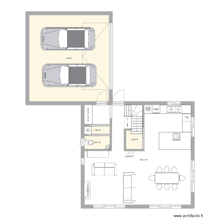 Maison Chappes. Plan de 5 pièces et 94 m2