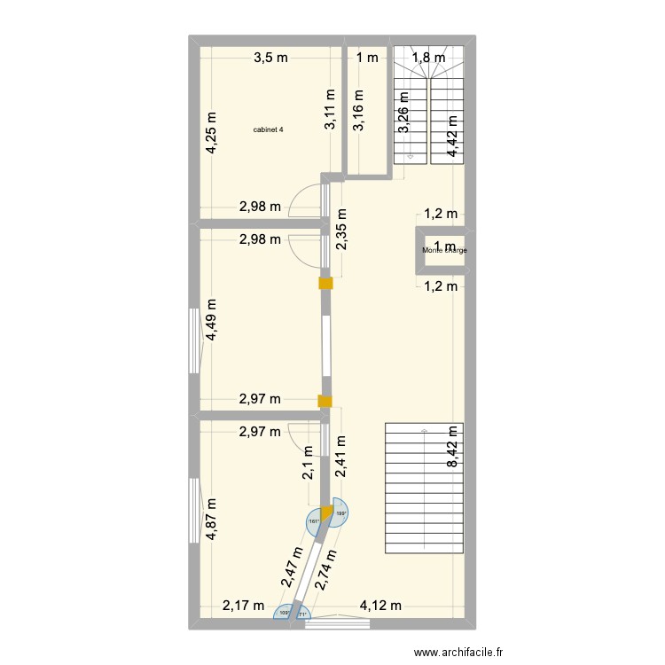 etage 1. Plan de 4 pièces et 87 m2