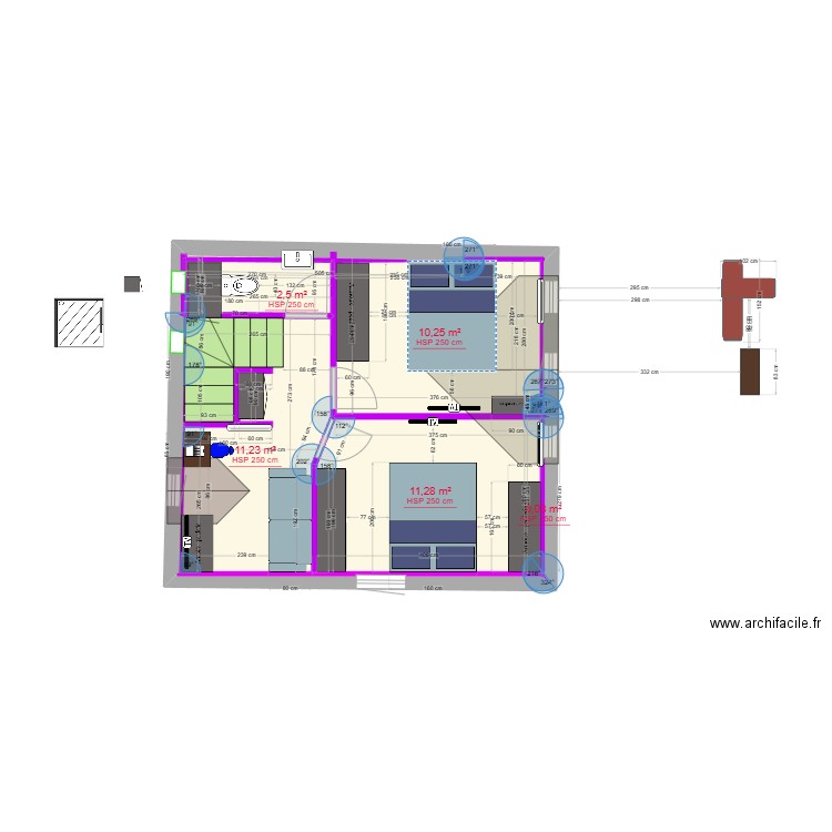 étage2. Plan de 5 pièces et 36 m2