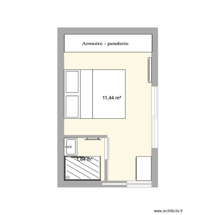 Suite parentale. Plan de 2 pièces et 13 m2