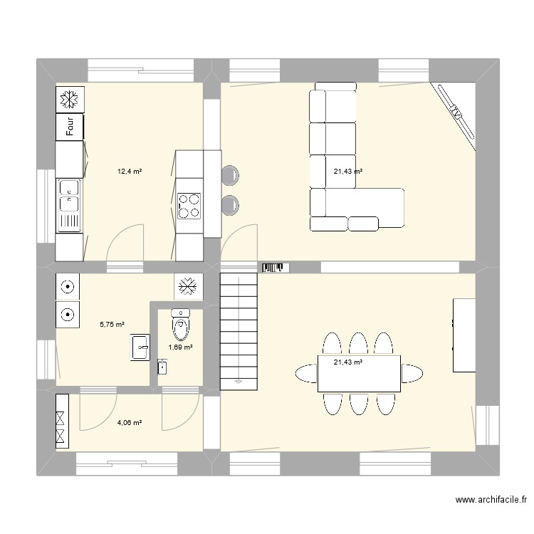 Maison. Plan de 6 pièces et 67 m2