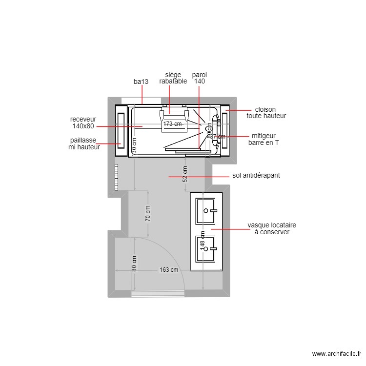 herver. Plan de 1 pièce et 4 m2